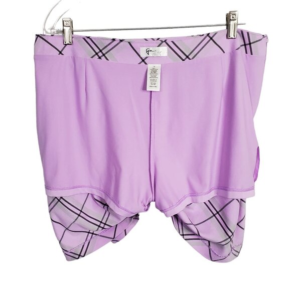 Greg Norman Size 14 Skort Golf Skirt Shorts Pockets Side Zip Lined Purple Plaid - Picture 6 of 10